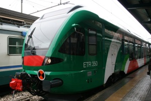 Il nuovo treno elettrico ETR 350. Nei prossimi mesi verrà messo in funzione sulla linea ferroviaria Vignola-Bologna (foto del 21 gennaio 2013)