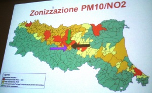 Livelli di inquinamento (PM10 e NO2) nei comuni dell'Emilia-Romagna (foto del 9 marzo 2012)