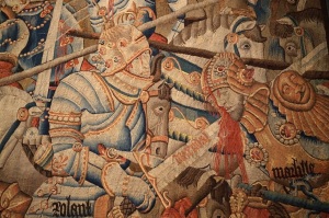 La battaglia di Roncisvalle (particolare), arazzo in lana e seta, 1475-1500 (foto del 23 ottobre 2016)